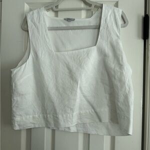 Rails White Square-Neck Linen Crop Tank